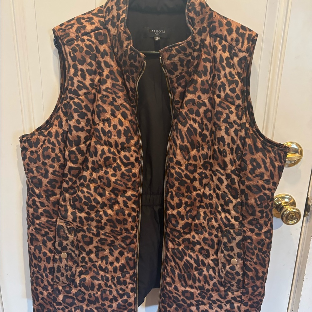 Talbots Leopard Print Quilted Vest